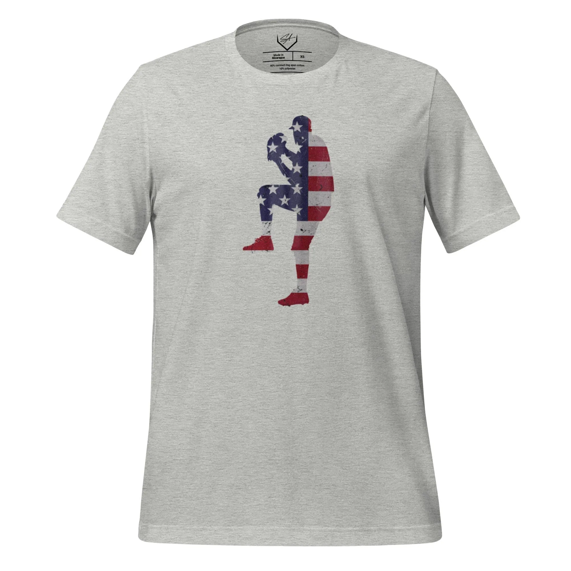 American Flag Baseball Pitcher - Adult Tee