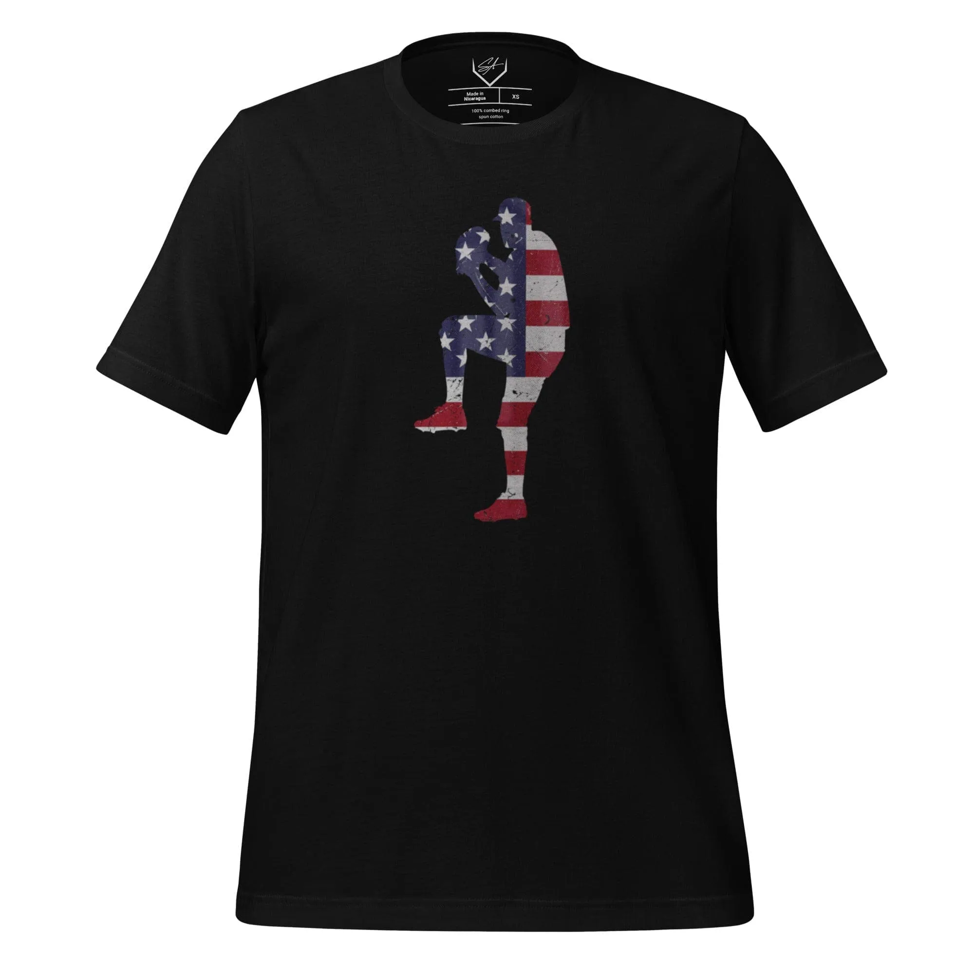 American Flag Baseball Pitcher - Adult Tee