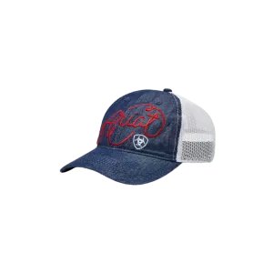 Ariat M&F Denim Red Embroidered Logo Cap