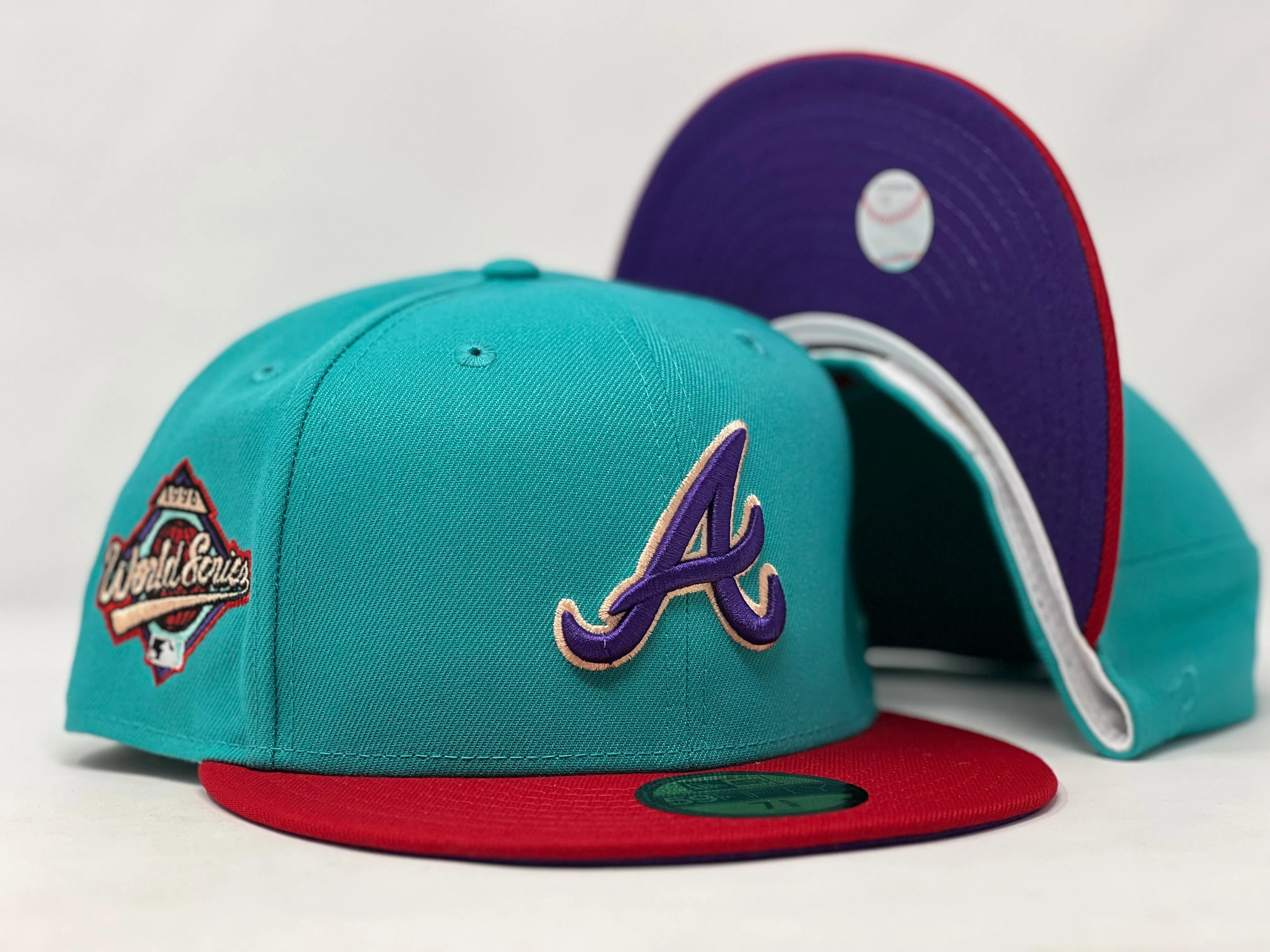 Atlanta Braves 1996 World Series Purple Brim Fitted Hats