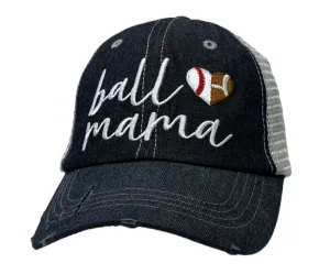 Ball Mama Heart Half Football Mom Half Baseball MOM Mesh Embroidered MESH Hat Baseball Football Mom Trucker Cap Trucker Hat -320
