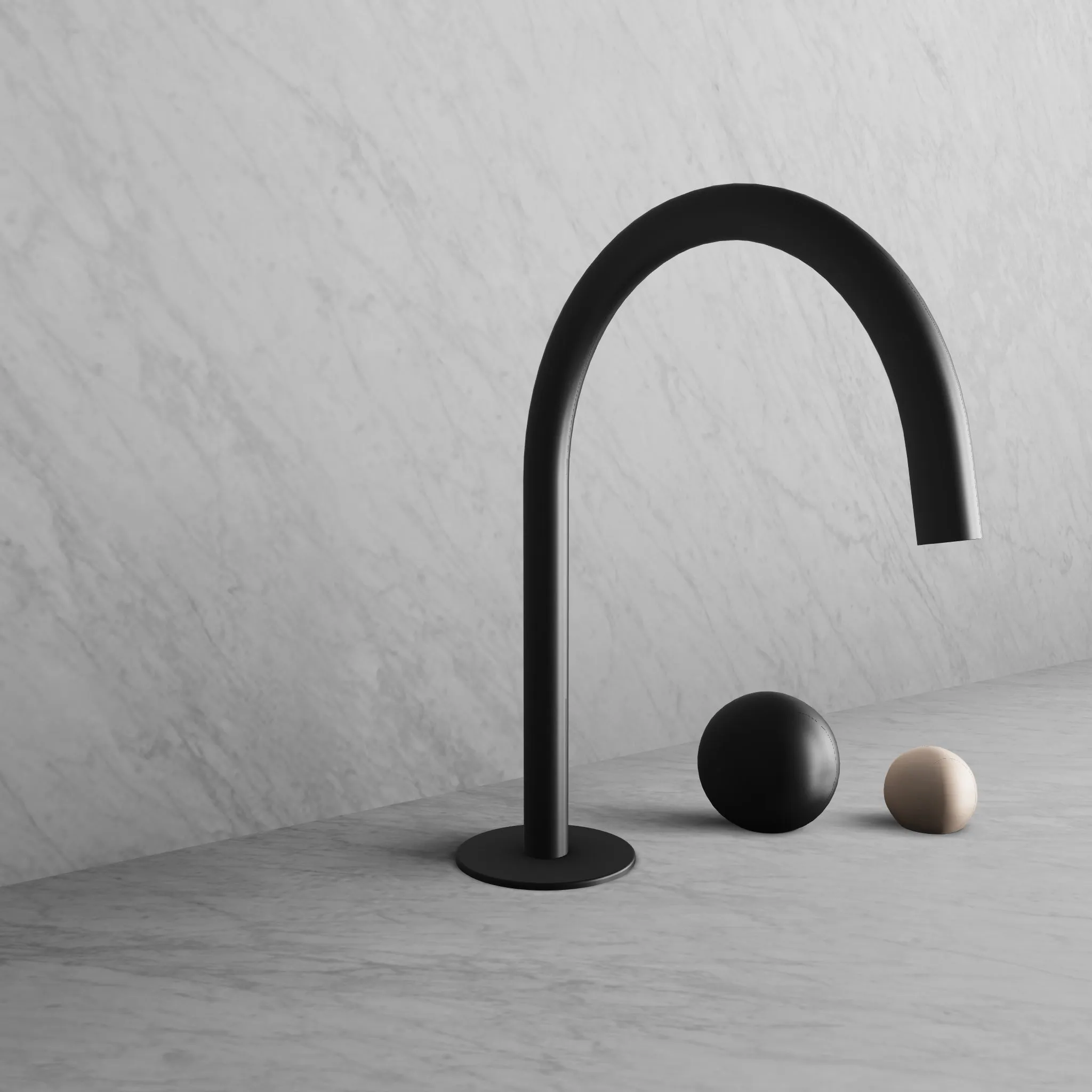 BARiL B35-8100-00L-KK-120 Wall-Mounted Lavatory Faucet Spout With Deck Mounted Handles