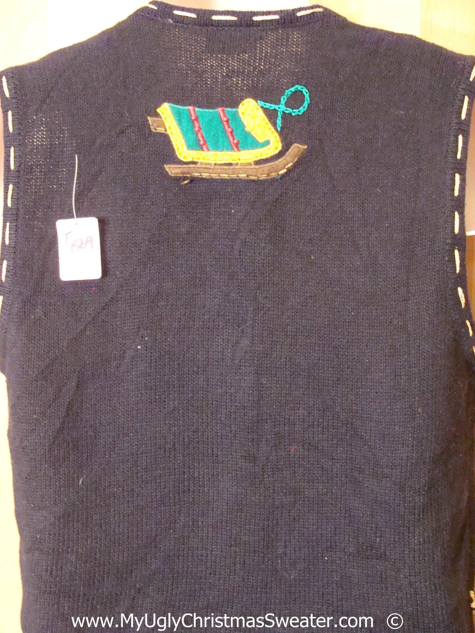 Black Festive Christmas Sweater Vest with Mittens