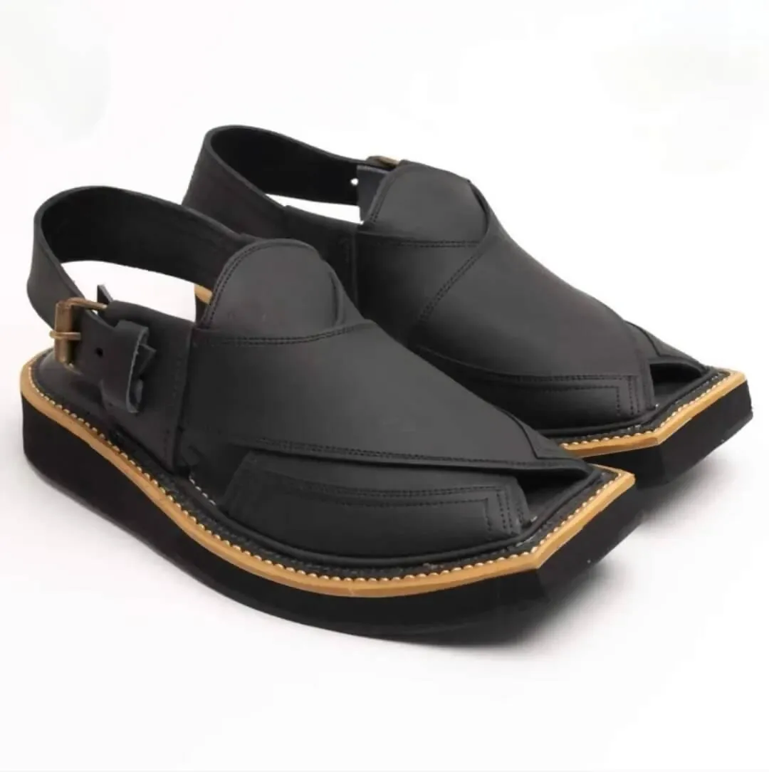 Black  Kaptaan Chappal | Peshawari Chappal
