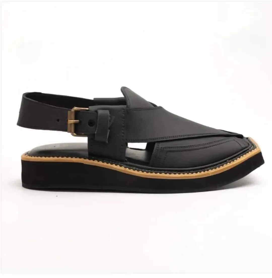 Black  Kaptaan Chappal | Peshawari Chappal