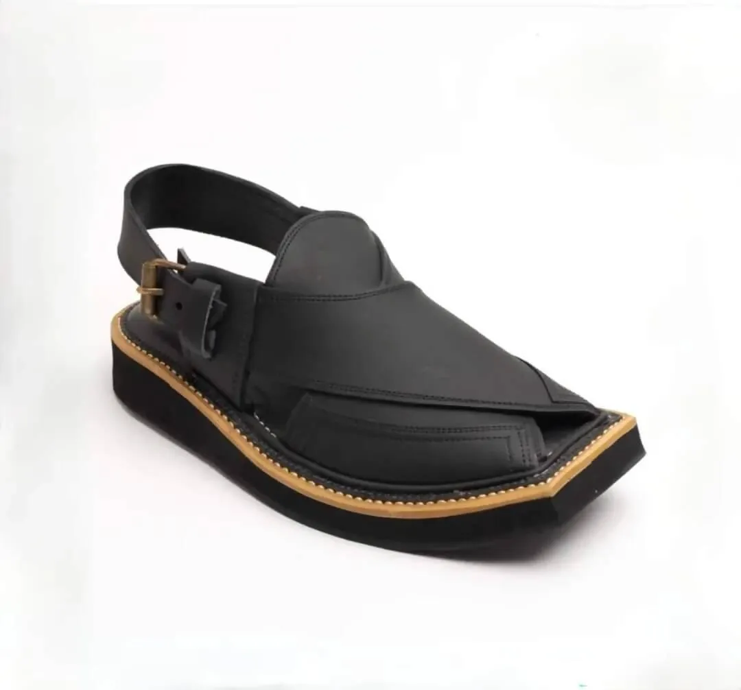 Black  Kaptaan Chappal | Peshawari Chappal