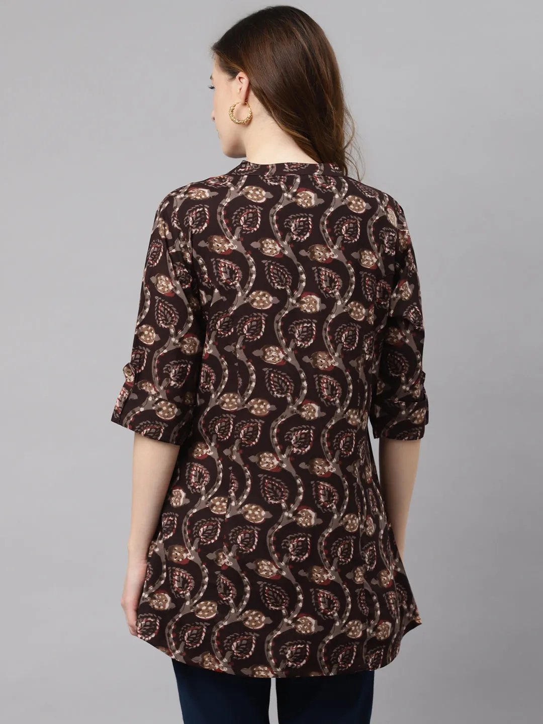 Brown Floral Rayon Top
