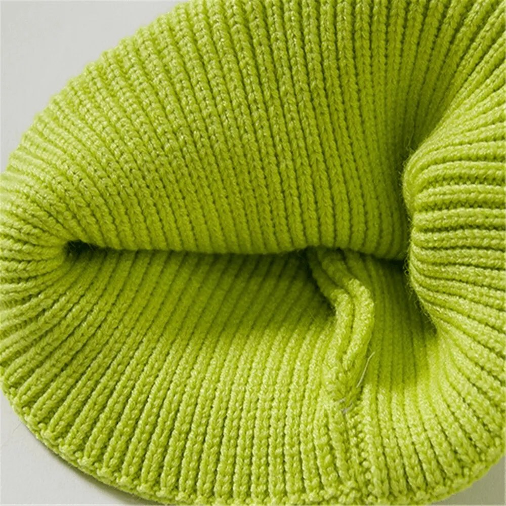 Casual Smiley Face Knitted Hat / Fashion Solid Color Warm Hats for Men and Women