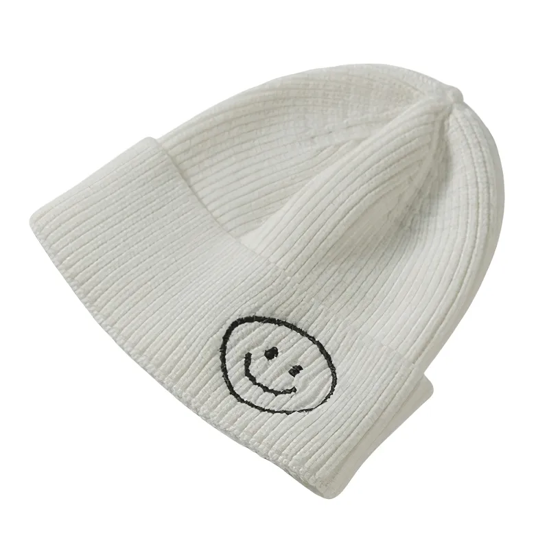 Casual Smiley Face Knitted Hat / Fashion Solid Color Warm Hats for Men and Women