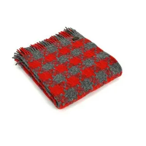 Charcoal and Red Jigsaw Pattern Throw