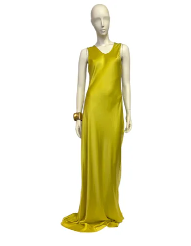 Chartreuse Bias Column Dress