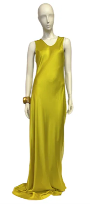 Chartreuse Bias Column Dress