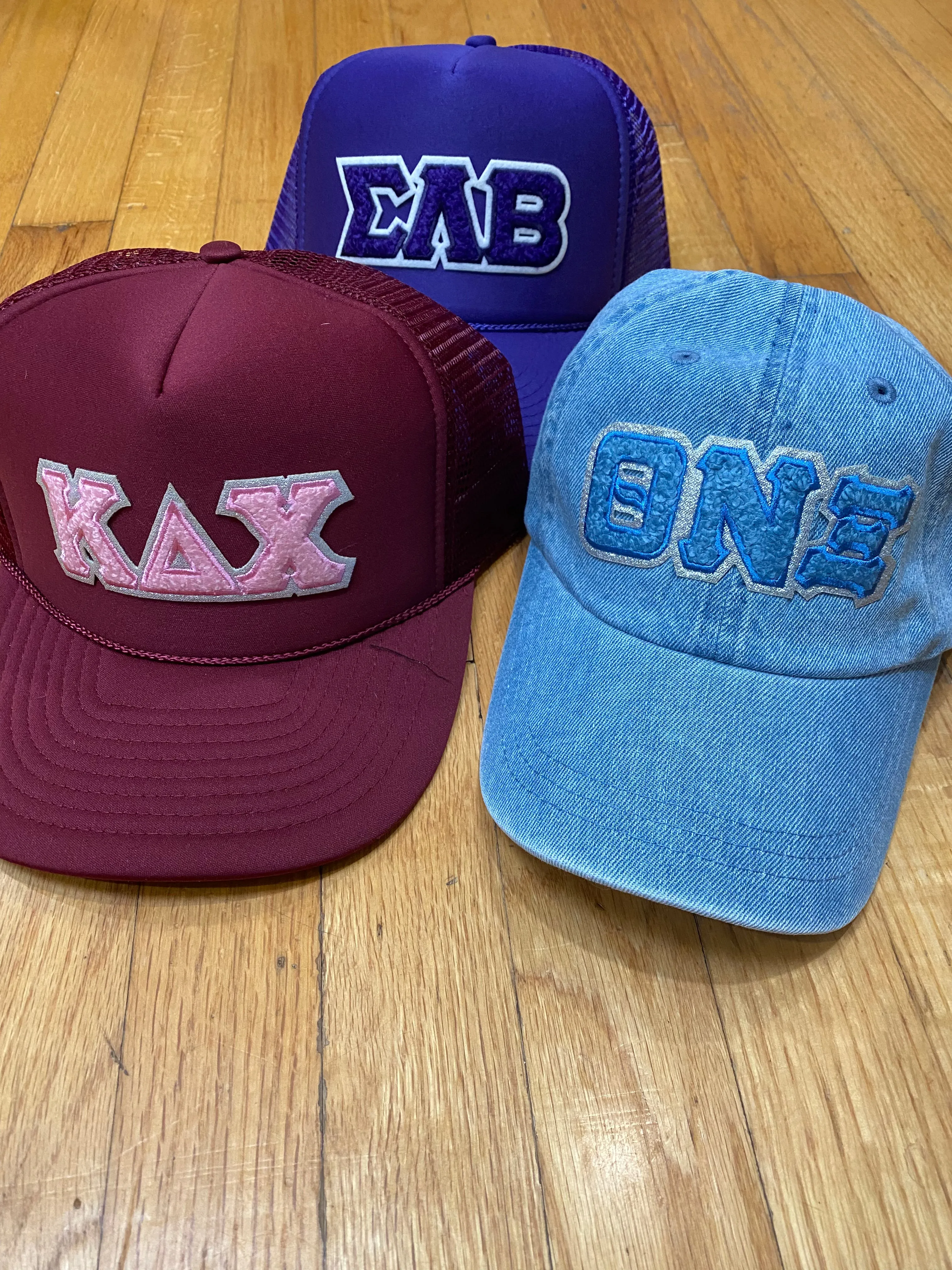 Chenille Lettered Hats Greek Organization and more (2 Styles)