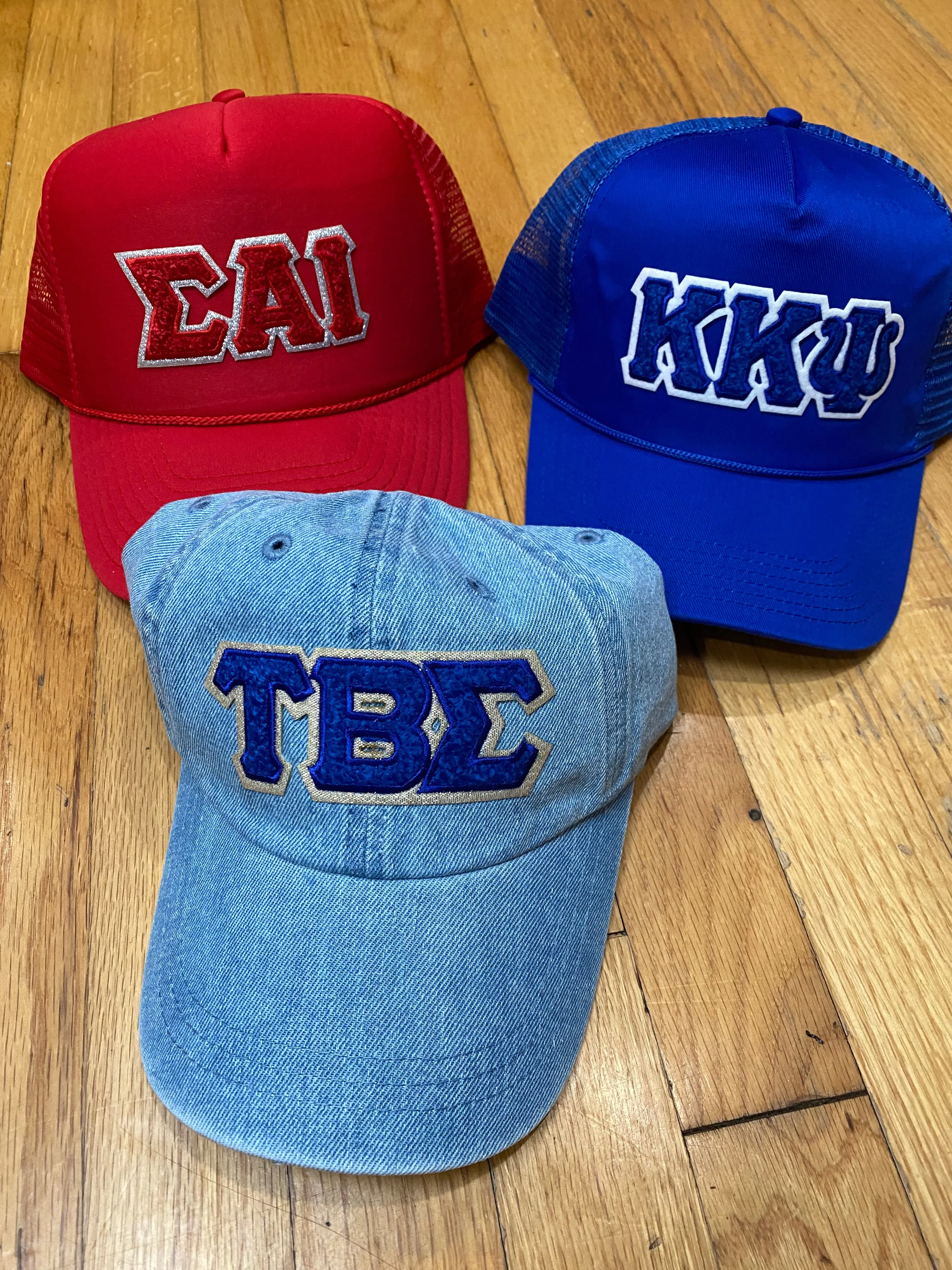 Chenille Lettered Hats Greek Organization and more (2 Styles)