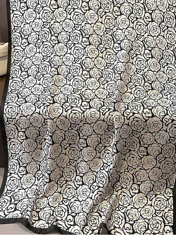 Chicmy-Chic Rose Print Silk Imitation Warm Shawl&Scarf
