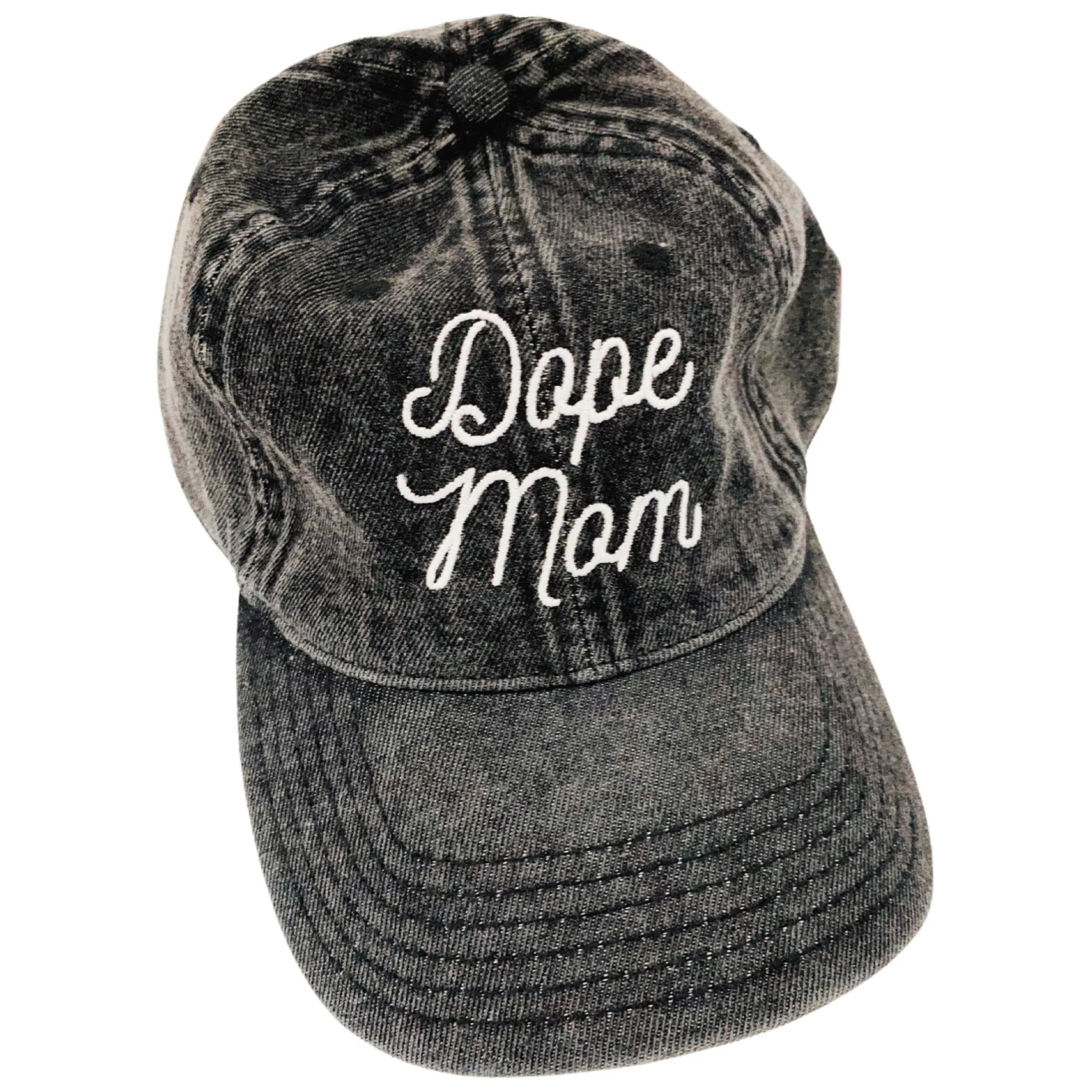 Dope Mom Hat - Acid Wash Black Denim