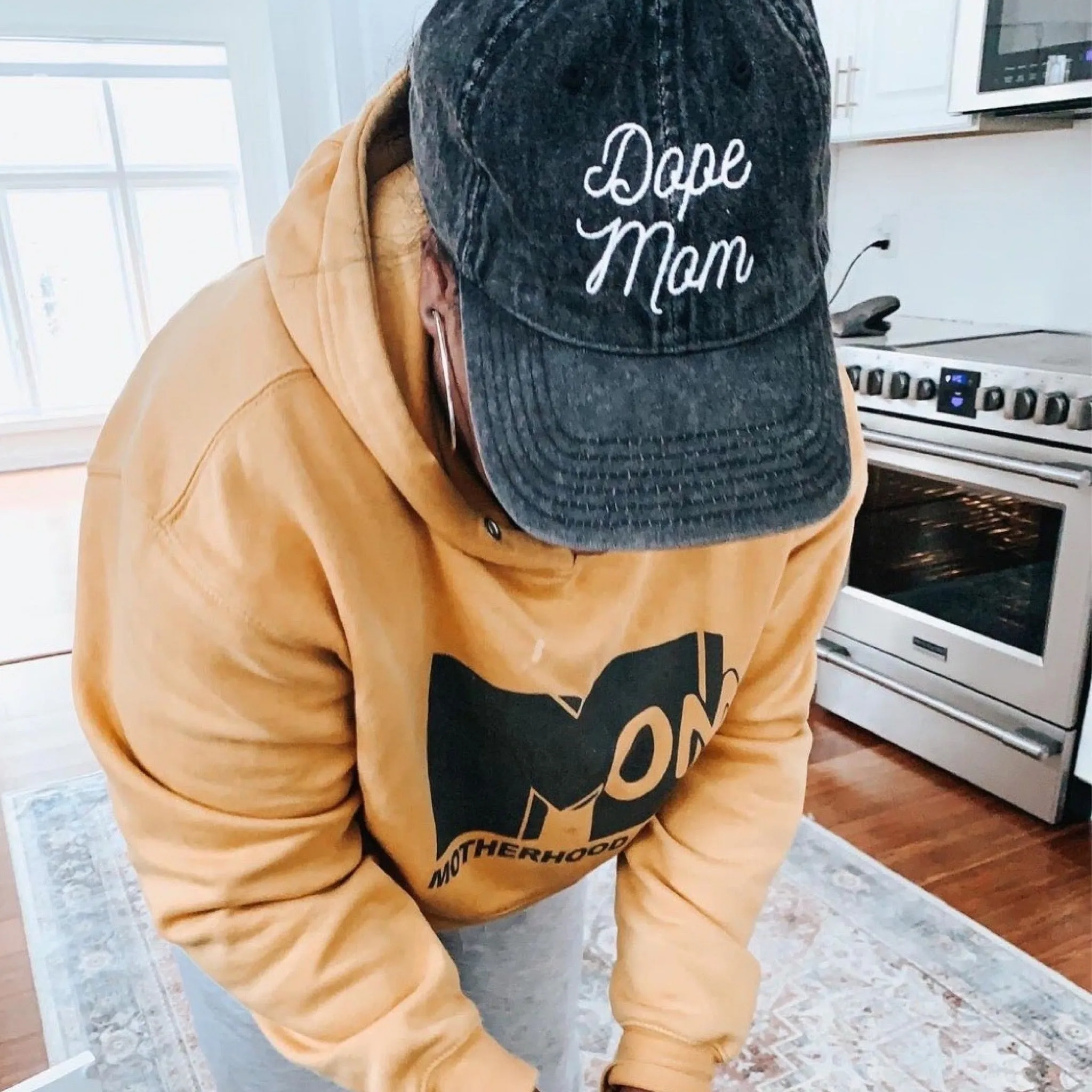 Dope Mom Hat - Acid Wash Black Denim