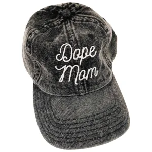 Dope Mom Hat - Acid Wash Black Denim