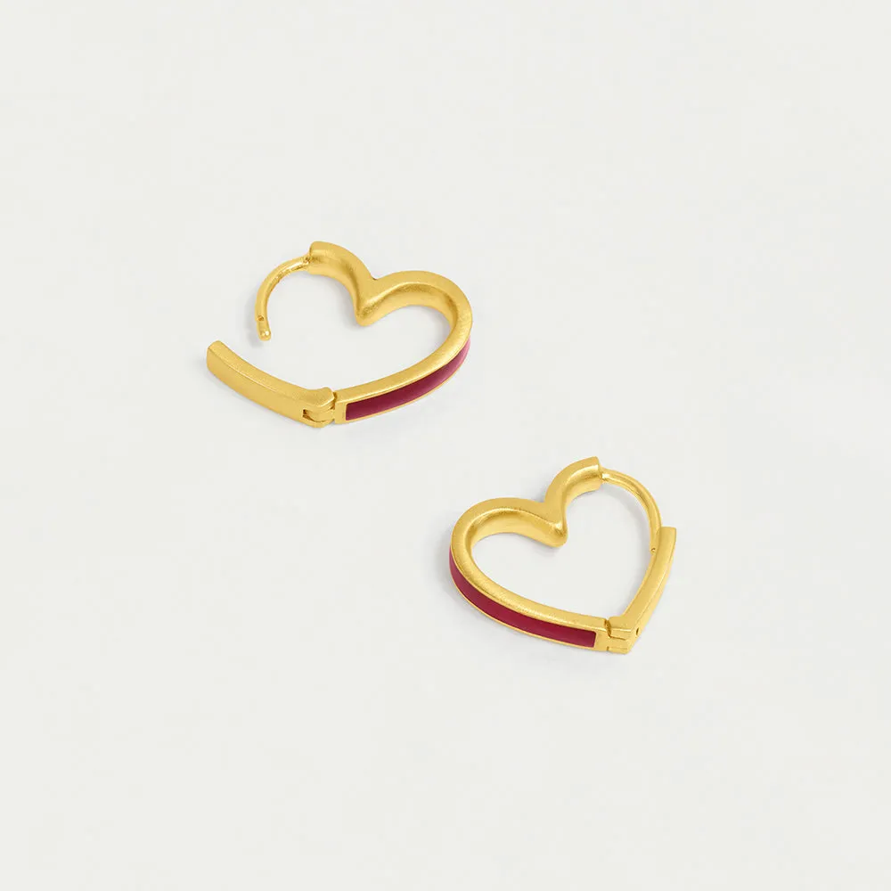Enamel Heart Huggies