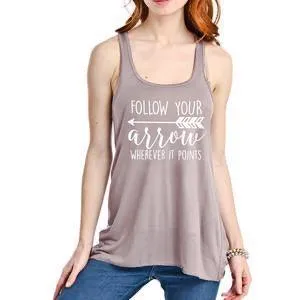 Follow your arrow tank tops •• Coral, teal, black, white, light brown and dark gray •• S - XXL