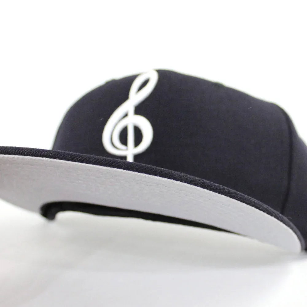 G Clef Music Note New Era Fitted Hat (Navy Gray Under Brim)