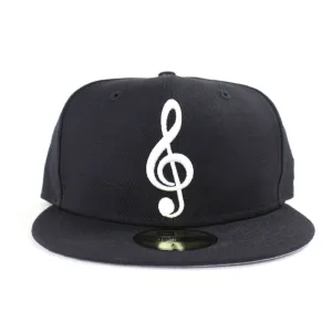 G Clef Music Note New Era Fitted Hat (Navy Gray Under Brim)