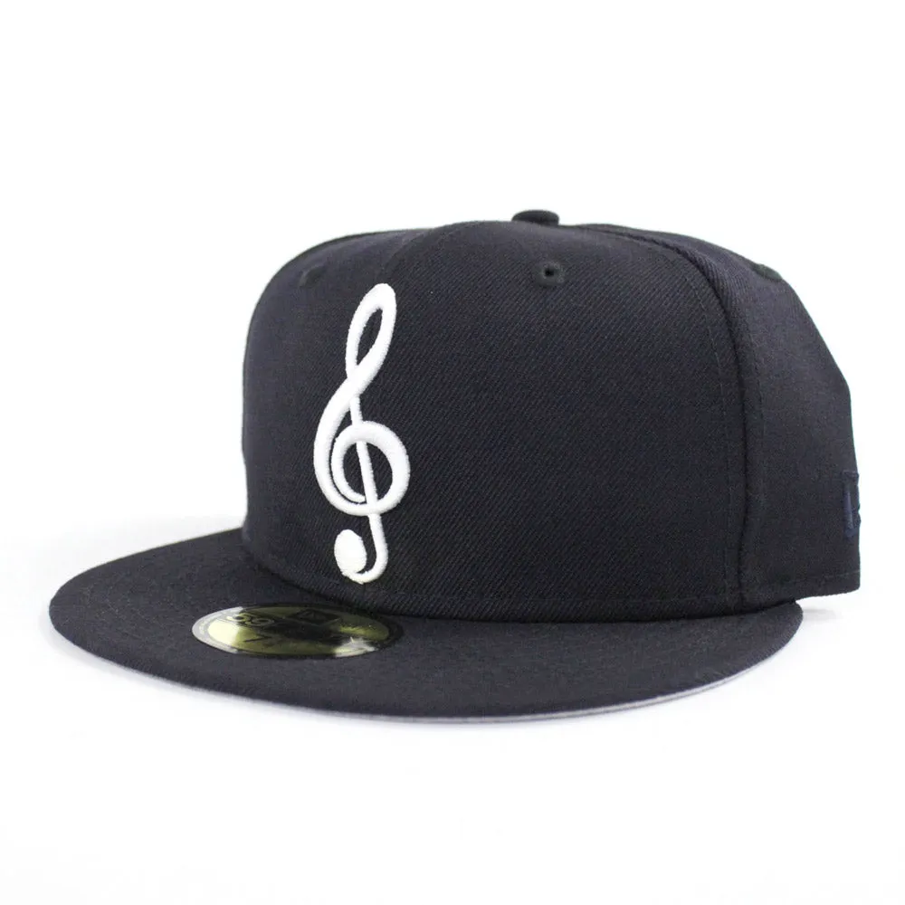 G Clef Music Note New Era Fitted Hat (Navy Gray Under Brim)