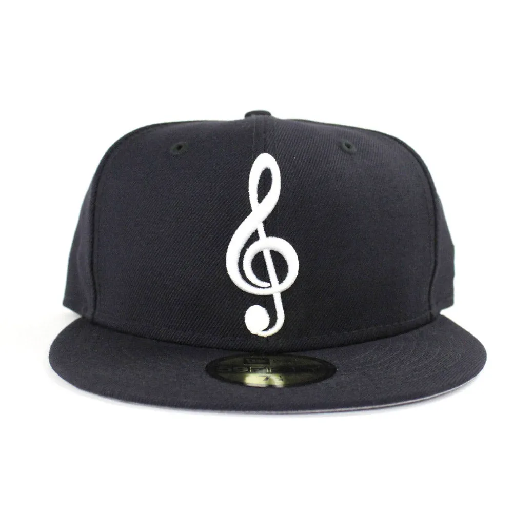 G Clef Music Note New Era Fitted Hat (Navy Gray Under Brim)