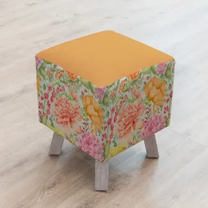 Idalia Printed Toby Footstool Duck Egg