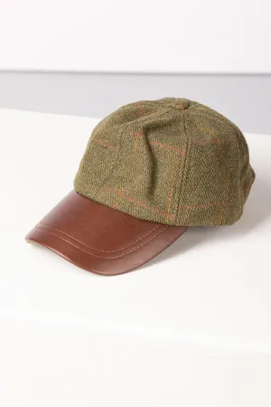 Junior Tweed Baseball Cap with Leather Peak