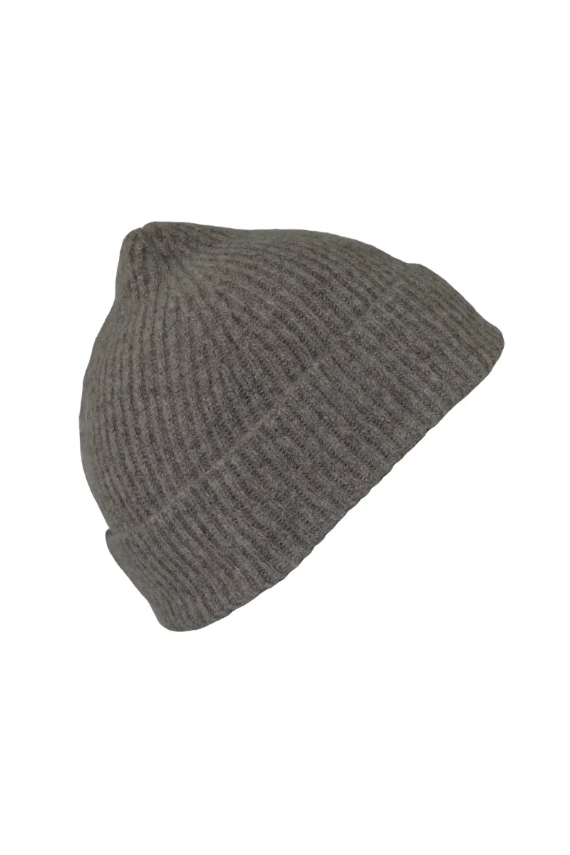 Lambswool Ribbed Beanie Hat