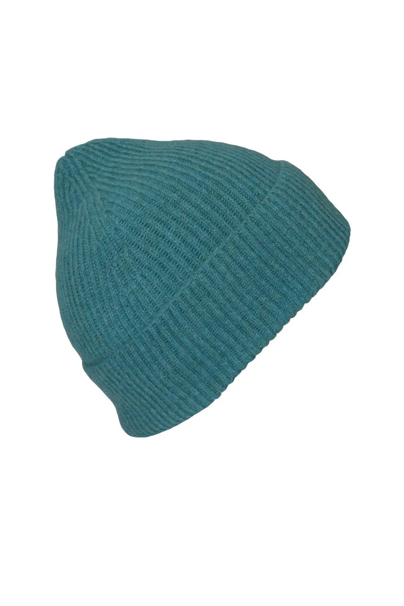 Lambswool Ribbed Beanie Hat