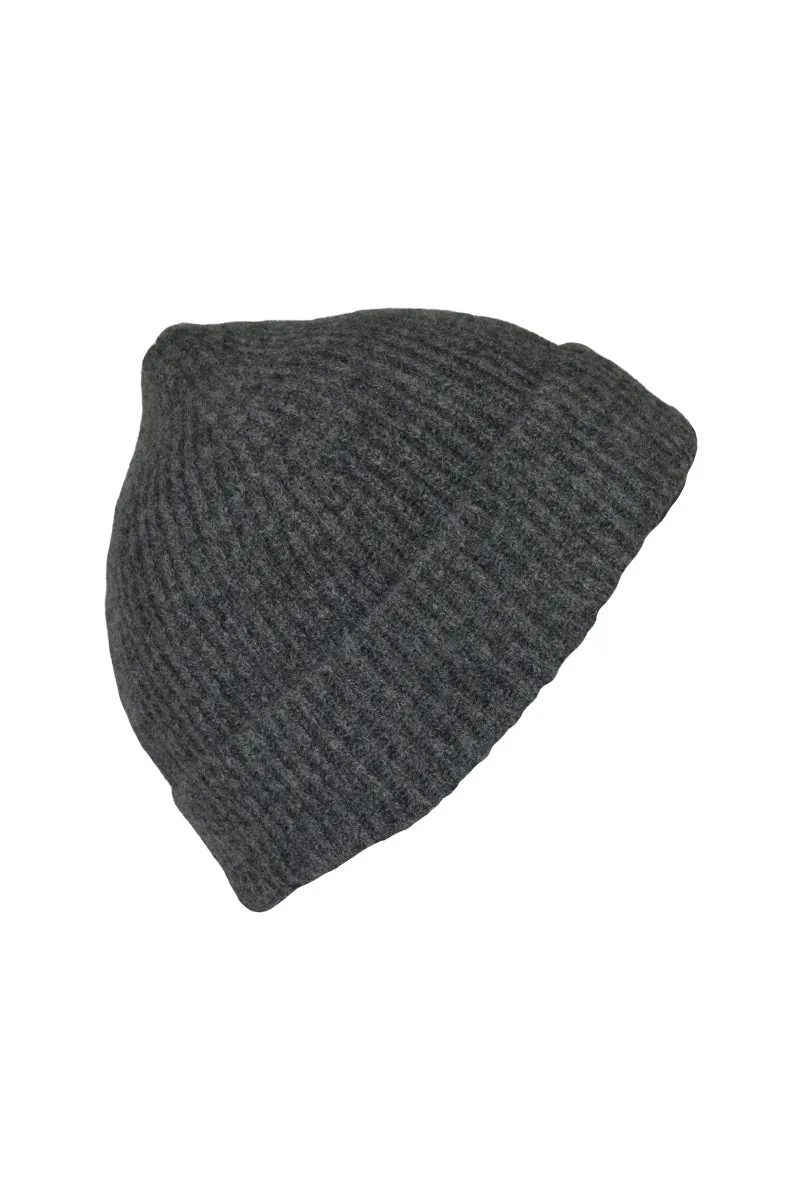 Lambswool Ribbed Beanie Hat