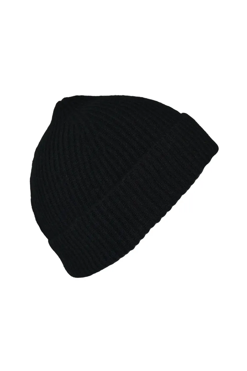 Lambswool Ribbed Beanie Hat