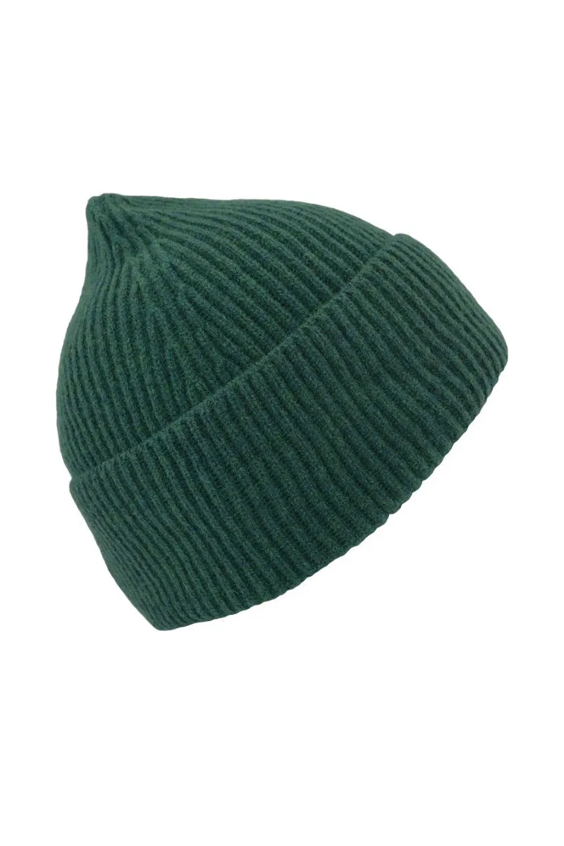 Lambswool Ribbed Beanie Hat