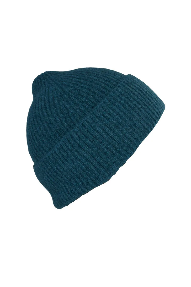 Lambswool Ribbed Beanie Hat