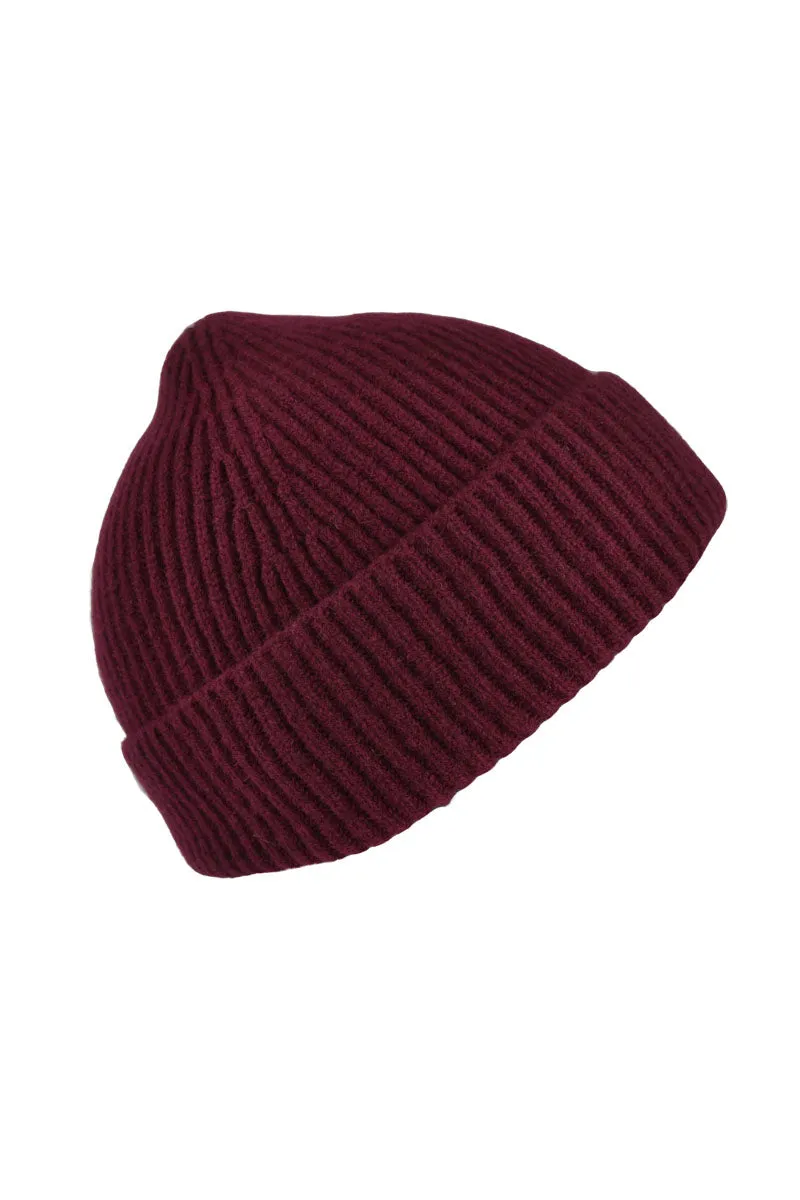 Lambswool Ribbed Beanie Hat