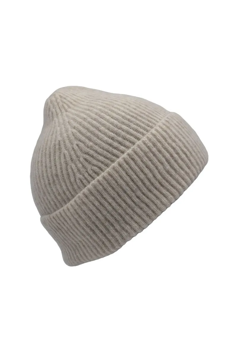 Lambswool Ribbed Beanie Hat