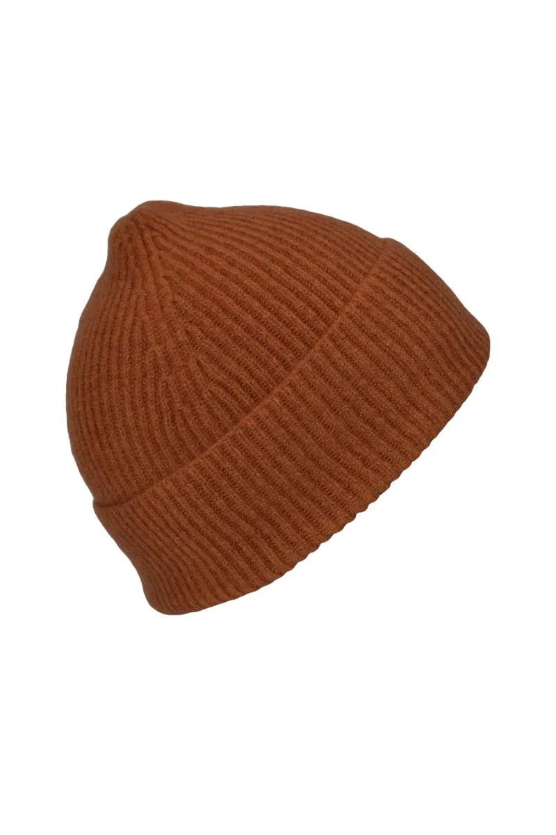 Lambswool Ribbed Beanie Hat