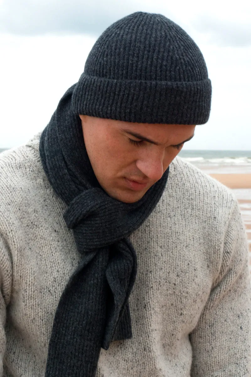 Lambswool Ribbed Beanie Hat