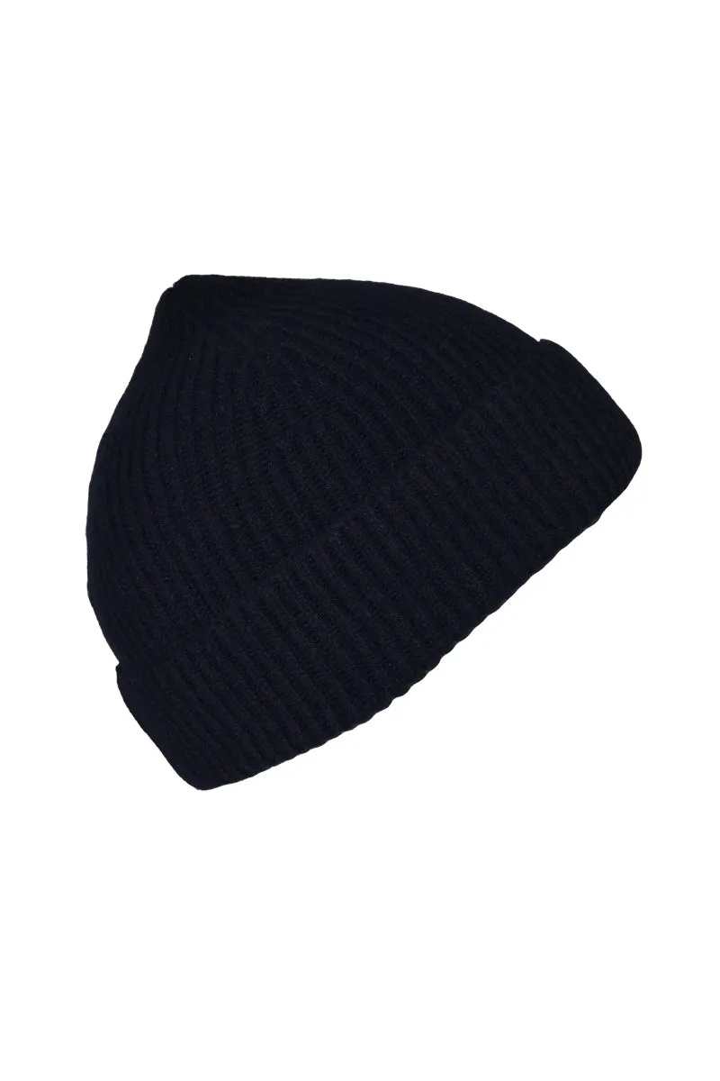 Lambswool Ribbed Beanie Hat