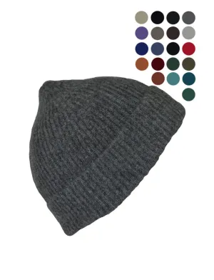 Lambswool Ribbed Beanie Hat