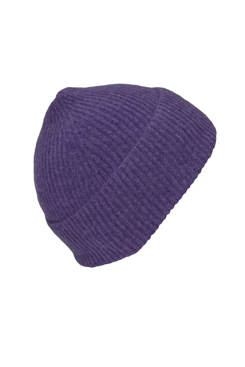 Lambswool Ribbed Beanie Hat