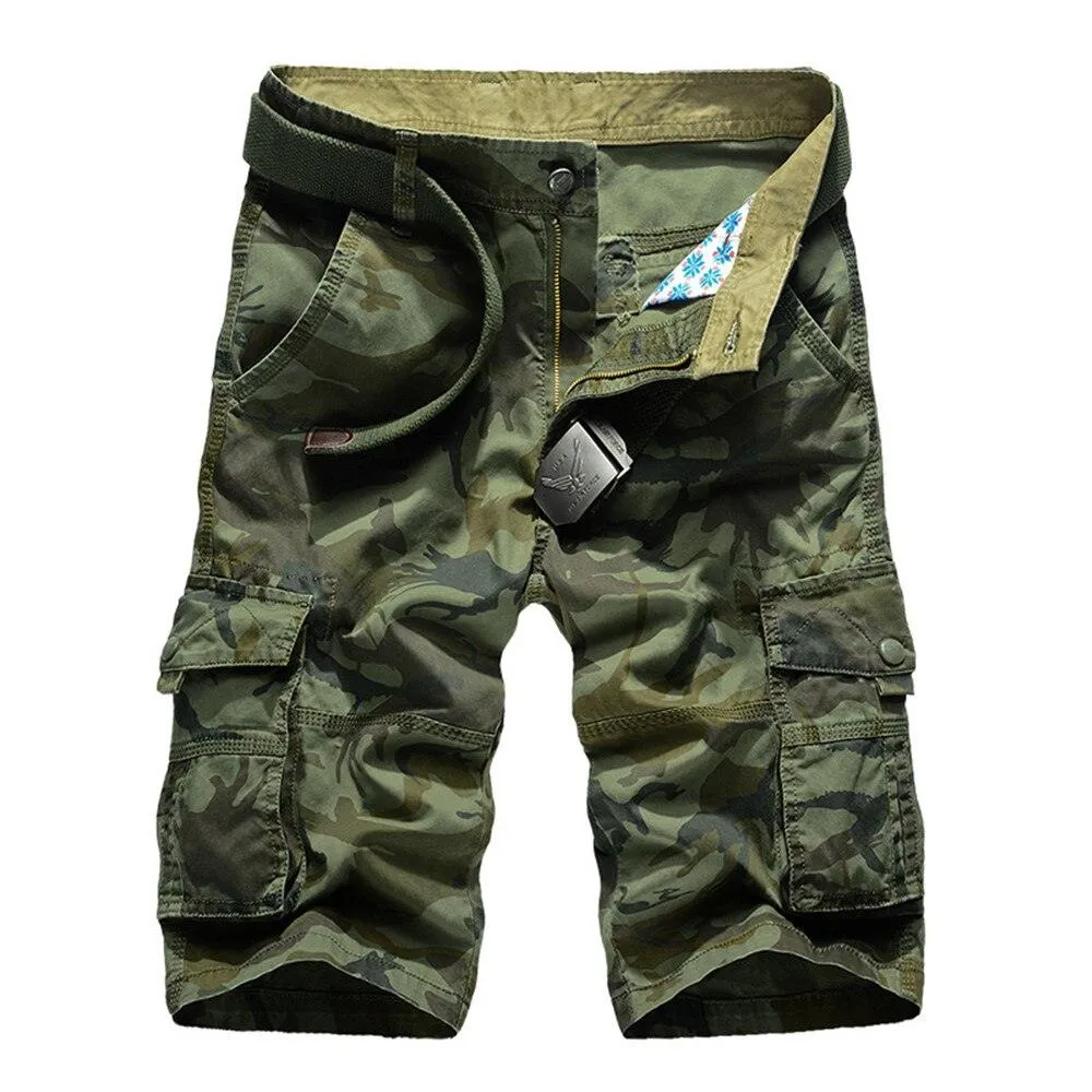 Mens Plaid Beach Shorts Casual Camo Bermuda Cargo Shorts