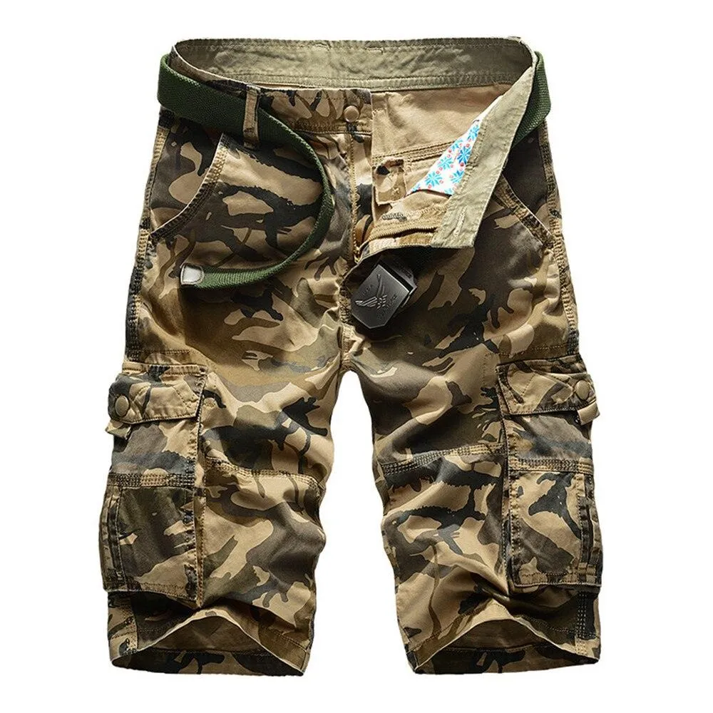 Mens Plaid Beach Shorts Casual Camo Bermuda Cargo Shorts