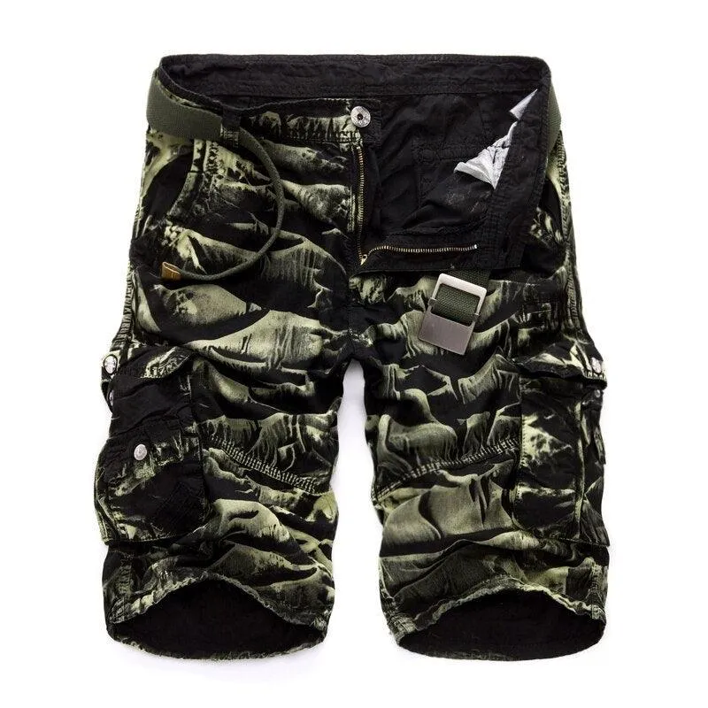 Mens Plaid Beach Shorts Casual Camo Bermuda Cargo Shorts
