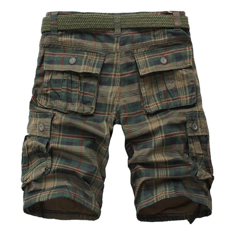 Mens Plaid Beach Shorts Casual Camo Bermuda Cargo Shorts