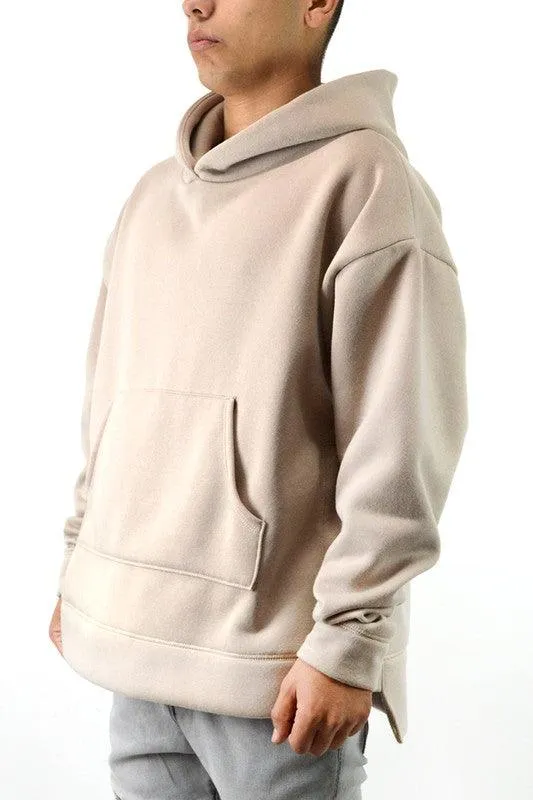 Mens Taupe Front Pouch Slouch Hoodie