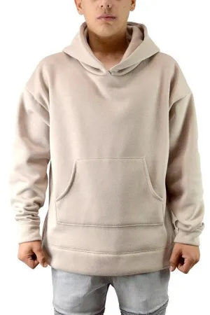Mens Taupe Front Pouch Slouch Hoodie