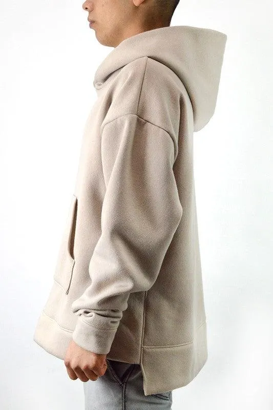Mens Taupe Front Pouch Slouch Hoodie